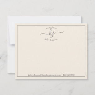 Simple Ivory Script From The Desk Of Note Card