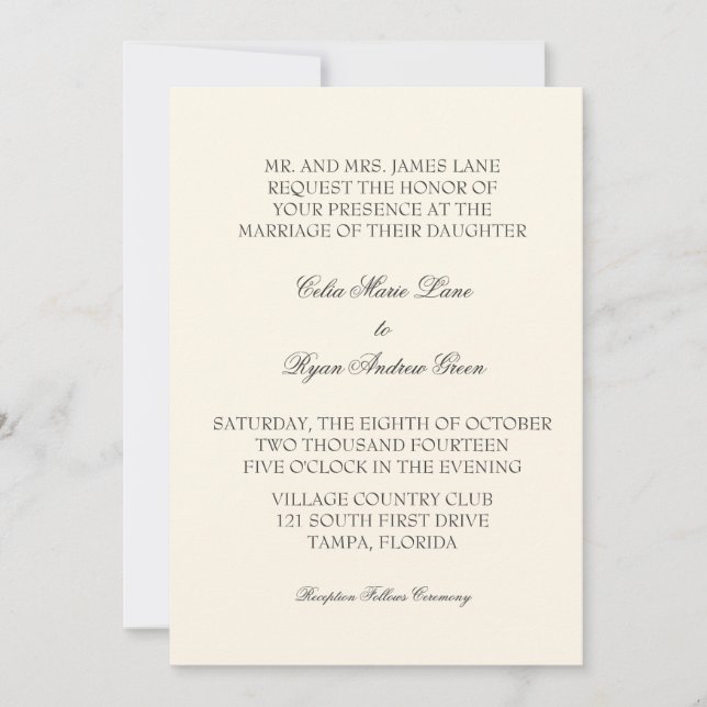 Simple Ivory Wedding Invitation (Front)