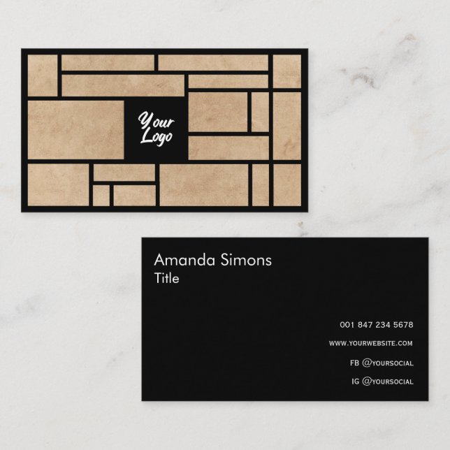 Simple Japanese Style Black Business Card (Front/Back)