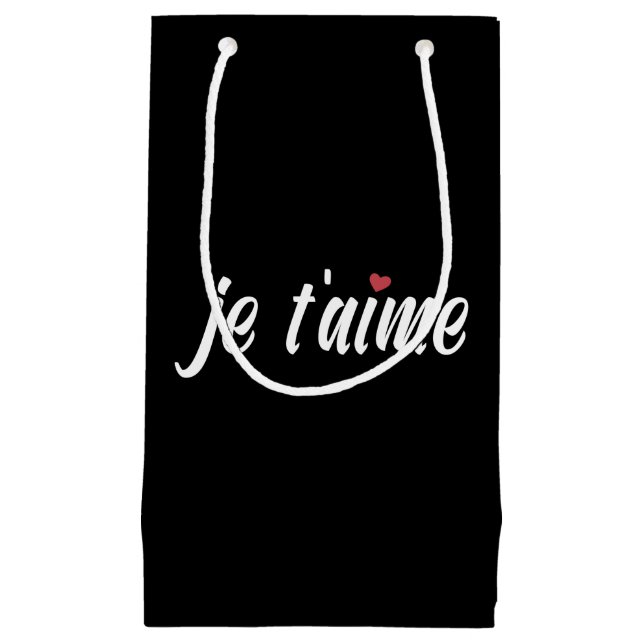 Simple Je T'aime I Love You Valentine | Gift Bag (Front)