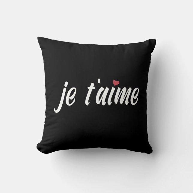 Simple Je T'aime I Love You Valentine Throw Pillow (Front)