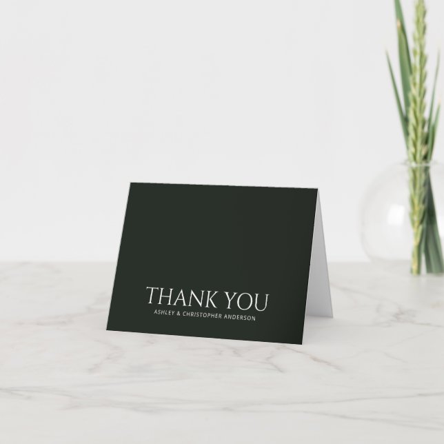Simple Jet Black Thank You Card (Front)
