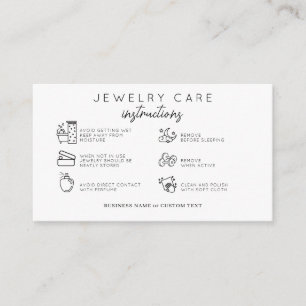 Simple Jewellery Care Instructions Earring Busines Enclosure Card