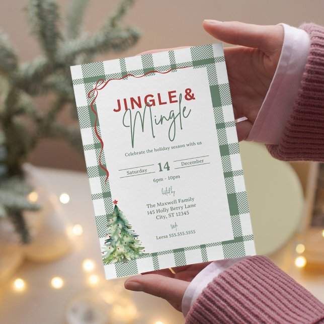 Simple Jingle & Mingle Christmas Party Invitation Postcard (Simple Jingle & Mingle Christmas Party Invitation Postcard)