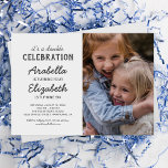 Simple Joint Photo Birthday Party Invitation<br><div class="desc">Sibling joint birthday invitations featuring a simple white background,  a photo for you to replace with your own,  and a modern dual party template that is easy to personalise.</div>