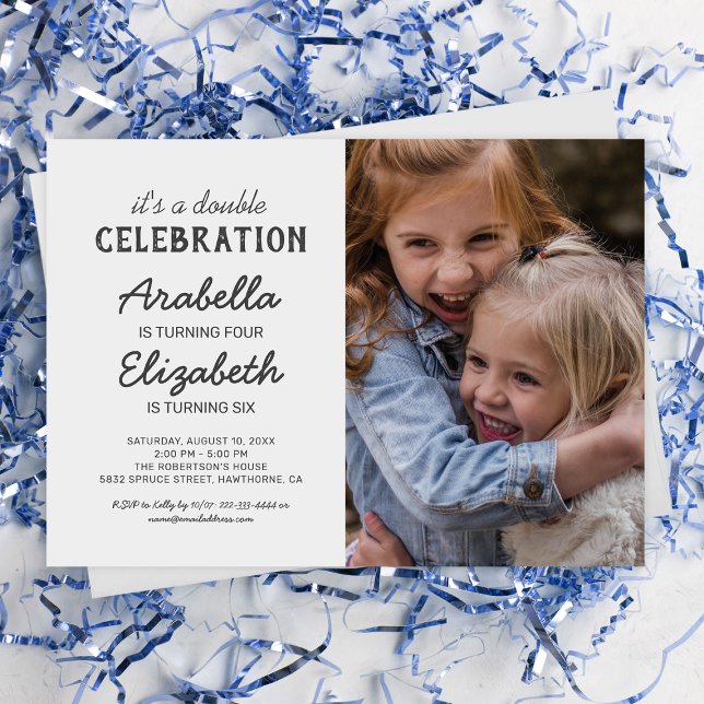 Simple Joint Photo Birthday Party Invitation (Creator Uploaded)