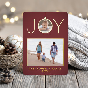 Simple Joy Christmas Ornament Burgundy 2 Photo