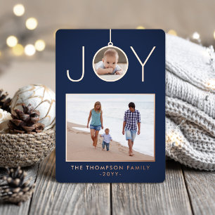 Simple Joy Christmas Ornament Navy Blue 2 Photo