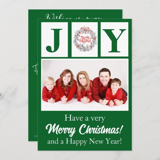 Simple Joy Christmas Single Portrait with Greeting Holiday Card (Front/Back)