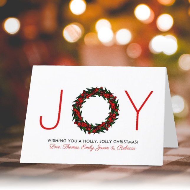 Simple "Joy" Christmas Wreath Holiday Card (Creator Uploaded)