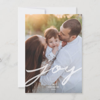 Simple Joy Handwritten Script Christmas Photo Holiday Card