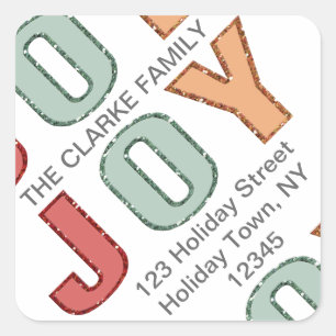 Simple Joy Holiday Address Label Glitter