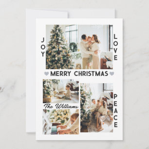 Simple Joy Love Peace Custom Christmas Photo  Holiday Card