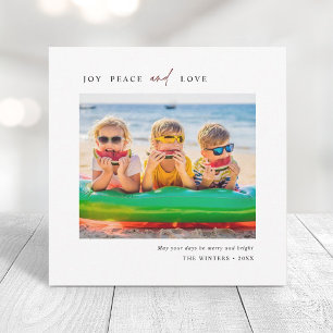 Simple Joy Peace Love Photo Square Holiday Card