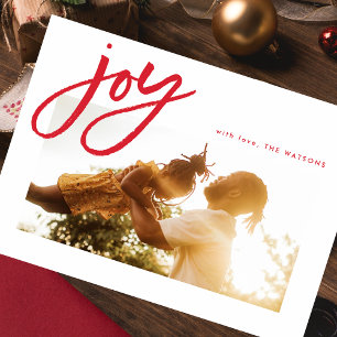Simple Joy Red and White Holidays Photo Card