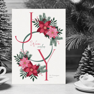 Simple Joy Warm Wishes Rose Holiday Card