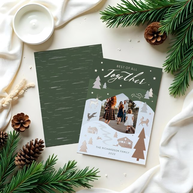 Simple Joy Woodland Animals & Cosy Village Photo (Simple Joy Woodland Animals & Cozy Village Photo Foil Holiday Card)