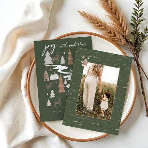 Simple Joy Woodland Animals & Cosy Village Photo Holiday Card