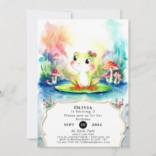 Simple Joyful Frog Birthday Invitation