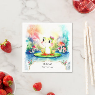 Simple Joyful Frog Birthday Napkin