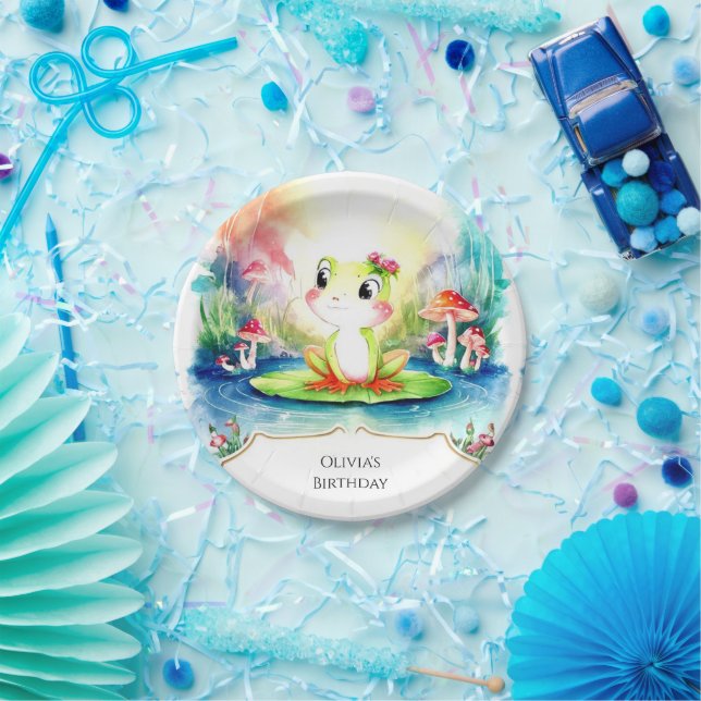 Simple Joyful Frog Birthday Paper Plate (Party)