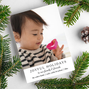 Simple Joyful Holidays Custom Photo Holiday Card