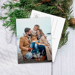 Simple Joyful Photo Holiday Postcard