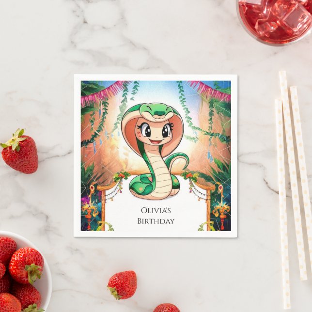 Simple Jungle Snake Birthday Napkin (Insitu)