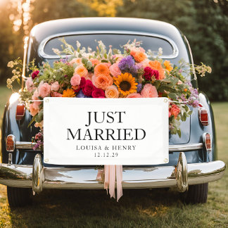Simple Just Married Car Banner