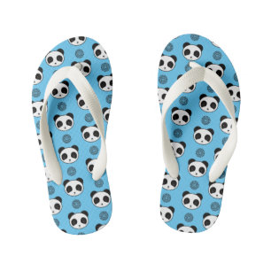 Simple Kawaii Panda Mandala Pattern Kid's Jandals