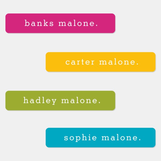 Simple Kids Bright Colourful Waterproof Name Label (Group)