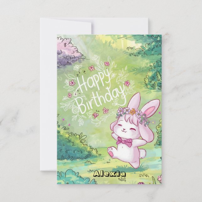 Simple Kids Bunny Digital Birthday card (Front)