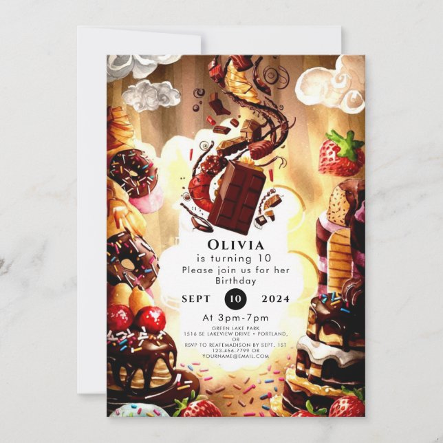 Simple Kids' Chocolate Birthday Invitation (Front)