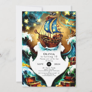 Simple Kids' Fun Pirate Birthday Invitation
