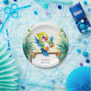 Simple Kids Parrot Birthday Paper Plate