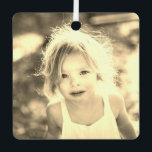 Simple Kids Photo Keepsake Golden<br><div class="desc">Easily diy and customise with your own images this Custom Simple Kids Photo Christmas Keepsake vintage Golden sepia Ceramic Ornament. Add any customised photo format: vertical portrait, horizontal landscape, squared shaped. Create your own unique keepsake photo gift for family, kids, grandparents, friends. Design your own holiday decoration, auto decor, vehicle...</div>