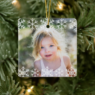Simple Kids Photo Keepsake Snowflakes Ceramic Ornament