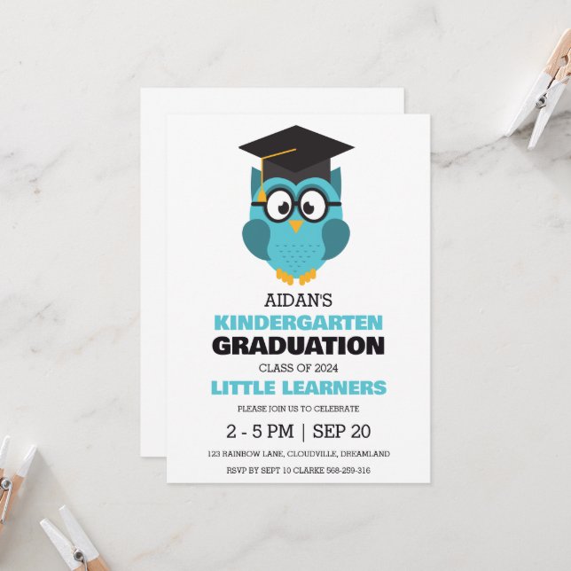 Simple kindergarten graduation invitation (Front/Back In Situ)