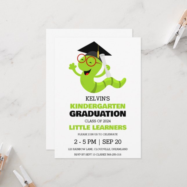 Simple kindergarten graduation invitation (Front/Back In Situ)