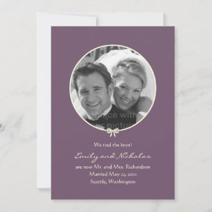 Simple Knot Photo Wedding Announcement - Purple