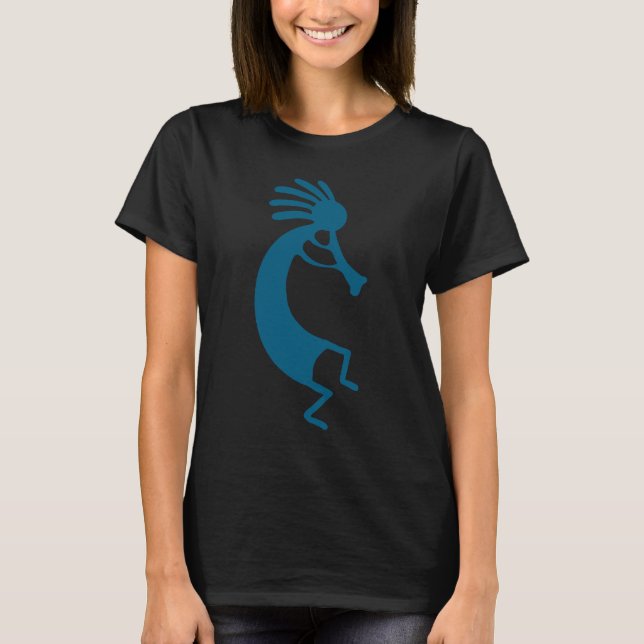 Simple Kokopelli drawing in ocean blue T-Shirt (Front)