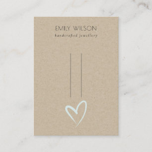 Simple Kraft Blue Heart Hairclips Pin Display Business Card