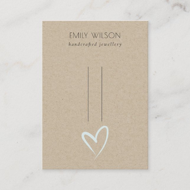 Simple Kraft Blue Heart Hairclips Pin Display Business Card (Front)