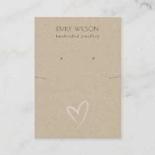 Simple Kraft Blush Heart Necklace Earring Display Business Card