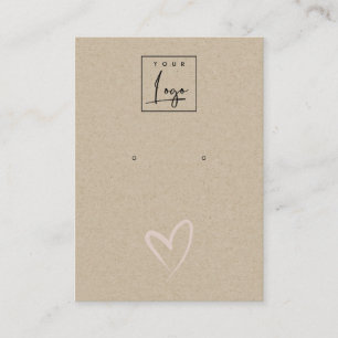 Simple Kraft Blush Heart Stud Earring Logo Display Business Card