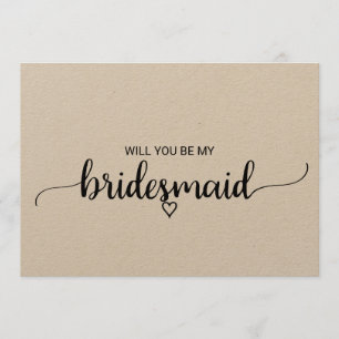Simple Kraft Calligraphy Bridesmaid Invitation