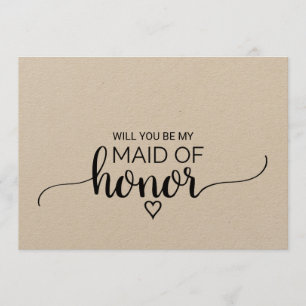 Simple Kraft Calligraphy Maid Of Honour Proposal Invitation