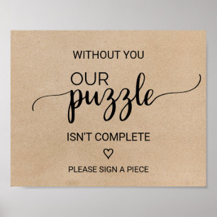 Simple Kraft Calligraphy Puzzle Guestbook Sign