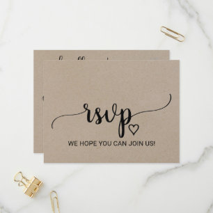 Simple Kraft Calligraphy Song Request RSVP Invitation Postcard