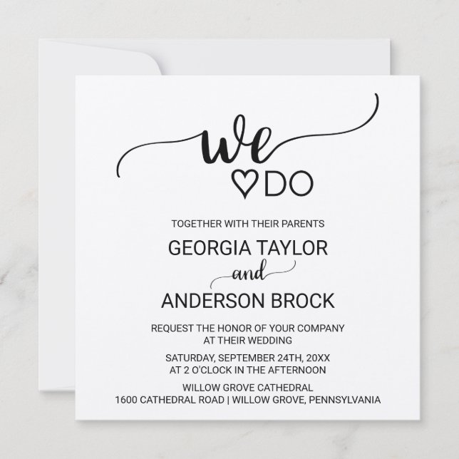 Simple Kraft Calligraphy "We Do" Square Wedding Invitation (Front)